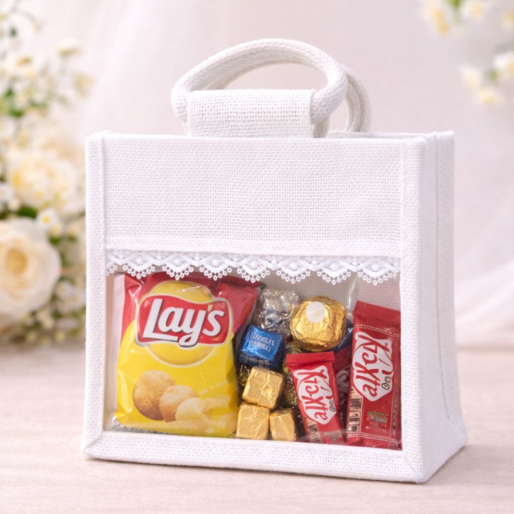 Jute Bag With Transparent Window Eco Friendly Handcrafted